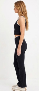 Conjunto de Top Corto de Compresión y Pantalones Acampanados para Yoga, Top sin Mangas, Conjunto de Dos Piezas, Leggings Acampanados con Cintura Recortada, 2 Piezas - Product Image 6