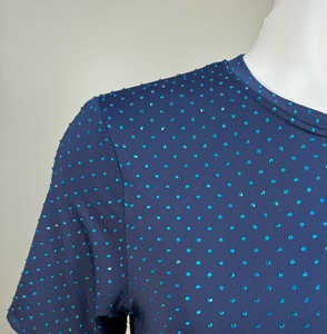 T-shirt en tricot à manches courtes pour homme, col rond, motif à pois en strass, coupe décontractée - Product Image 6