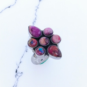Anillos de Plata de Ley 925 con Turquesa Rosa Ostra, Precio al por Mayor, Joyería Bohemia de Lujo para Bodas - Product Image 1