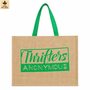 Sac fourre-tout en jute laminé pour la promotion en supermarché, usage quotidien, logo personnalisé, vente en gros, fabricant OEM, marque privée - Product Image 3