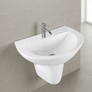 Vistaar Dorado White Square Ceramic Pedestal Wash Basin Sink Stand Half Set For Mall Use - Product Image 6