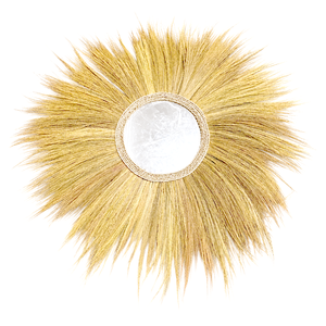 Bohemian <b>Round</b> <b>Wall</b> <b>Mirror</b> with Natural Rattan Sunburst Frame Handmade Decorative <b>Mirror</b> - Product Image 1