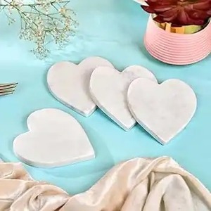 FAIZA CRAFT Custom Heart White Marble Coasters Hand Crafted Eco-Friendly Stocked Durable Smooth Finish Modern Luxury Kitchen - Product Image 5