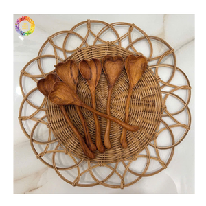 Wooden <b>Serving</b> <b>Spoons</b> Set Heart Shape Long Handle Retro Design Durable Natural Wood Crafted Handmade Kitchen Utensils <b>Spoon</b> - Product Image 1