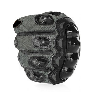 Premium Durable Breathable Leather Full Finger Biker <b>Gloves</b> <b>Touchscreen</b> Compatible Non-Slip Safety Support Hook Loop Closure - Product Image 6