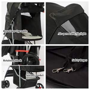Carrito para mascotas de servicio pesado para exteriores con ruedas resistentes a los golpes, estructura plegable y accesorio para cinturón de seguridad - Product Image 2