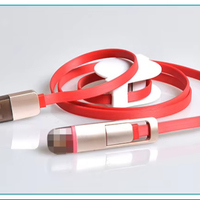 Kabel Data Pengisian Cepat 1m dengan Konektor Lightning/Micro USB/Type-C untuk Ponsel, Hadiah Tenun Kuda Tahun Baru, 2-tow 3-head