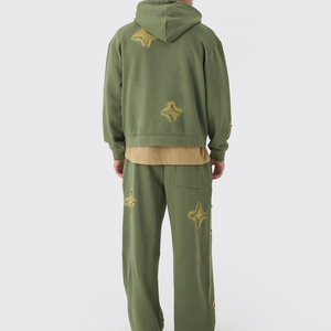 Ensemble de survêtements en coton imprimé sur toute la surface, effet vieilli, poids lourd, pour hommes, respirant, design personnalisé, survêtements vieillis - Product Image 2