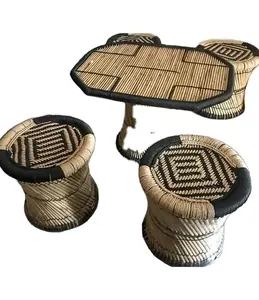 Set di sgabelli in bambù/sedia con sgabello/set di sgabelli da bar sedia a sdraio artigianale reclinabili mobili da esterno in bambù di canna per soggiorno