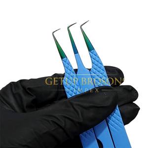 Pince à épiler pour cils GETUP BROSONS IMPEX, acier inoxydable bleu, pointe lisse arc-en-ciel, précision 90 degrés, 10 mm - Product Image 6