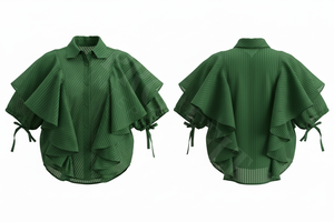 Blusa de Trabajo Elegante con Volantes y Mangas con Lazos, Camisa de Vestir Informal de Moda con Botones y Corte Holgado - Product Image 4