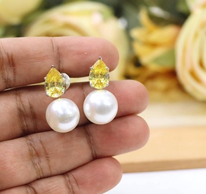 Glamorous High Quality <b>Silver</b> Plated Zircon Trendy Moissanite <b>Stud</b> Earring Women Evening Look Party Wear Fashion Collection - Product Image 3