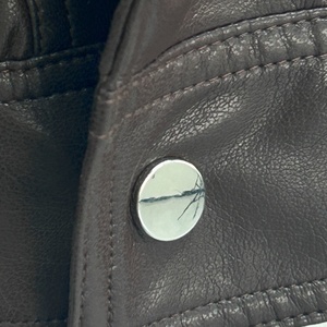 Veste moto d'hiver en simili cuir respirant pour femme, col ouvert, manches longues, longueur courte, couleur marron - Product Image 2
