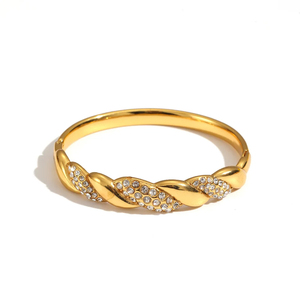 Pulsera de Diamantes Cultivados en Laboratorio con Motivo de Cable Trenzado y Hilo de Oro Trenzado para Mujer - Product Image 1