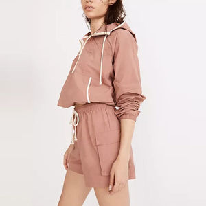 Conjunto Deportivo Corto de Nylon al Por Mayor, Personalizado para Mujer, con Bloques de Color, Chaqueta Cortavientos y Pantalones, 2 Piezas, BY BS 2026 - Product Image 6