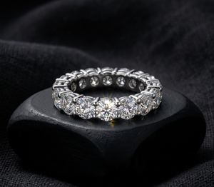 Bague Éternité Élégante Pavée de Diamants de Laboratoire, Plaqué Or 18K 14K, Diamant Rond Taille Brillant, Bague Empilable en Diamant CVD pour Femme - Product Image 1