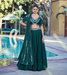 Indian Ethnic Traditional Designer Chinon Silk <b>Lehenga</b> Choli with Sequins Embroidery Work for Wedding Outfit for <b>Women</b> Wear - Product Image 1