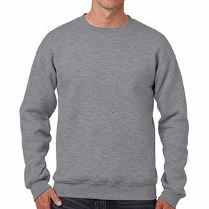 เสื้อสเวตเชิ้ตคอกลมผู้ชาย สีเทาล้วน แขนยาว สไตล์ลำลอง คลาสสิก - Product Image 3