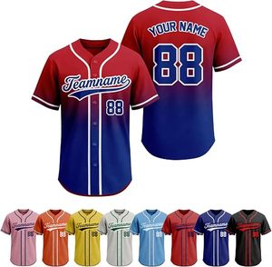 เสื้อเบสบอลแบบกำหนดเอง ชื่อส่วนบุคคล หมายเลข 88 สีชมพูไล่ระดับสีฟ้า พิมพ์ลายแบบระเหิด ชุดกีฬาสำหรับผู้ใหญ่แบบยูนิเซ็กซ์ - Product Image 3