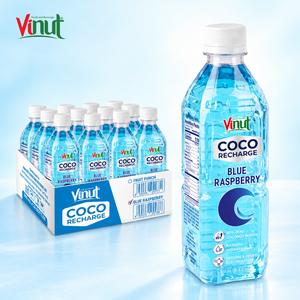 Bebida Deportiva Coco Recharge Sabor Frambuesa Azul, 500ml, Botella PET, Caja de 12/24, Puré de Coco Natural Bajo en Grasas con Electrolitos - Product Image 1