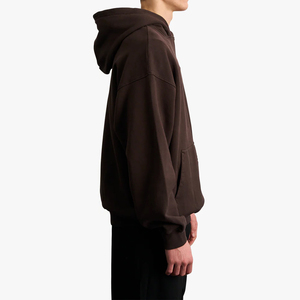 Sudadera con Capucha Oversize para Hombre, de Algodón y Felpa Marrón, Color Sólido, Estilo Casual, Corte Regular, con Bolsillos, para Otoño - Product Image 2