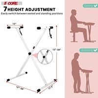 Support de clavier 5 cœurs en forme de X, réglable en hauteur, pliable et portable pour claviers et contrôleurs DJ