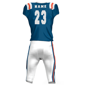 Ensemble de maillots de football américain pour hommes, bleu, blanc, orange, 23, sublimé, col en V, manches courtes, évacuation de l'humidité, coupe athlétique, toutes saisons - Product Image 2