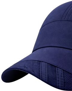 Men Navy Blue Mesh Panel Sports Cap Breathable Lightweight Adjustable Summer Running Training Outdoor Baseball Hat For Men Use - Product Image 5