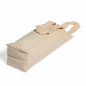 Black Canvas Wine Tote <b>Bag</b> with Beige Handle <b>Medium</b> <b>Size</b> Functional Design for Carrying Bottles and Glasses - Product Image 5