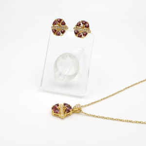 Luminous <b>Garnet</b> Red Gemstone Pendant and <b>Earrings</b> Set Stylish Trendy Women’s Fashion Jewelry Collection - Product Image 6