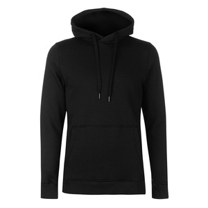 Sweat-shirt à capuche noir pour femme, coupe classique, en coton tricoté, avec poche avant, pour l'automne - Product Image 1