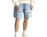 Nouveau style streetwear, short en jean pour homme, brodé, tissé, vintage, logo personnalisé, coupe droite, 100% coton, été, vente en gros