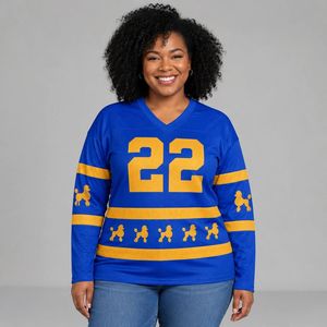 Premium Blue Sigma Gamma Rho Jersey T <b>shirt</b> SGRho Pretty Poodle <b>Shirt</b> Royal Blue <b>Gold</b> Long Sleeve Sorority - Product Image 1