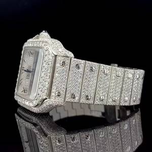 Reloj de Lujo Mecánico de Acero Inoxidable para Hombre, Esfera Cuadrada, Bisel de Moissanita, Analógico, 20mm, Correa de Mariposa, Calendario, Caja - Product Image 2