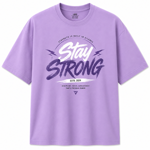 Camiseta de Manga Corta para Hombre, Cuello Redondo, Corte Regular, 100% Algodón, Estampado Frontal, Estilo Casual Ecológico, Diseño Stay Strong, 180g - Product Image 1