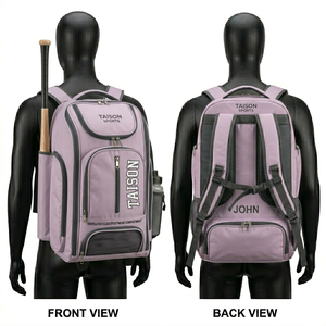 High Quality 600D Polyester GSM <b>Men</b> Baseball Sports Bag Pink <b>Black</b> Panel Style Heat Transfer Logo Spacious <b>Backpack</b> Gear Bag - Product Image 1