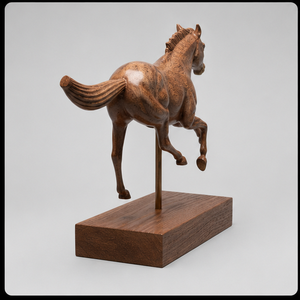 Handmade Wooden Horse Sculpture Carved Animal Figure Traditional Wood Handicraft for Living Room Tabletop <b>Decor</b> - Product Image 2