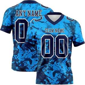 เสื้อฟุตบอลอเมริกันลายพรางแบบกำหนดเองสำหรับผู้ชาย คอวี แขนสั้น สายรัดไหล่ พิมพ์ลายแบบระเหิด ซับเหงื่อ ระบายอากาศได้ดี ทรงปกติ 100% - Product Image 3