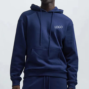 Sweat-shirt à capuche surdimensionné bleu marine de qualité supérieure pour hommes, en coton mélangé doux, avec logo personnalisé, streetwear, essentiel pour l'hiver - Product Image 1