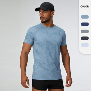 Camiseta Deportiva de Manga Corta para Hombre, con Estampado Moderno, de Secado Rápido, Cuello Redondo, para Entrenamiento - Product Image 1
