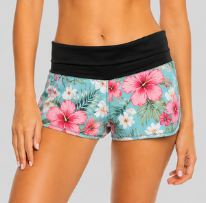 Shorts de Playa de Cintura Alta con Estampado Floral Tropical para Mujer, de Secado Rápido, para Natación, Surf y Actividades de Verano - Product Image 2