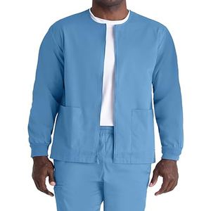 Blouse d'hôpital pour hommes, haute qualité, polyester et coton, manches longues, poignets tricotés, fermeture boutonnée sur le devant, 2 poches avant - Product Image 1