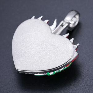 Colgante de Plata con Forma de Corazón y Cristales de Imitación, Diseño de Llama, Microincrustaciones, Estilo Hiphop, Amuleto para Hombre, Regalo - Product Image 4