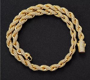 18K Gold Plated <b>Iced</b> <b>Out</b> Twist <b>Chain</b> Necklace Zircon Inlay Hip Hop Link for Men Women Daily Party Wear Gift - Product Image 5