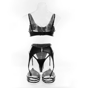 Leather Bra for Wife Gift High Quality Teen Girls Gothic Most Erotic 3-point Leather <b>Sexy</b> Lingerie <b>Set</b> - Product Image 3