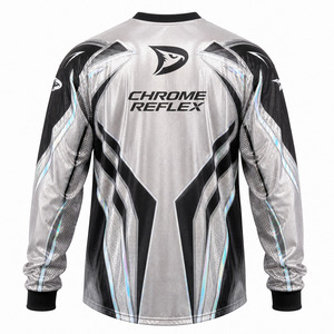 Custom <b>Reflective</b> Motocross Jersey OEM Y2K MX Racing Shirt Silver Chrome Polyester Micro Mesh Dirt Bike Jersey for Men - Product Image 3
