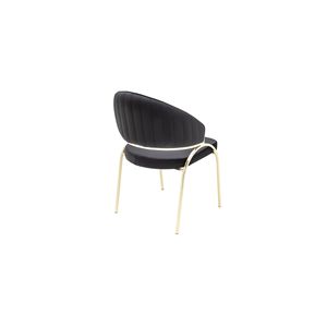 Chaise de salle à manger Ruby moderne et contemporaine en métal noir avec pieds dorés - Product Image 6