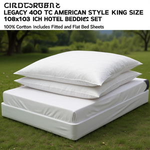 Legacy 400 TC American Style King Size 108x108 Inch Hotel Bedding Set 100% Cotton Includes Fitted and <b>Flat</b> <b>Bed</b> <b>Sheets</b> - Product Image 3