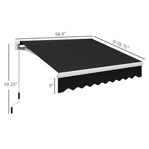 8FT X 6.6FT Retractable Awning for Patios Manual Exterior Sun Shade Folding Black Deck <b>Window</b> <b>Cover</b> UV Protection Terraces 3m - Product Image 3