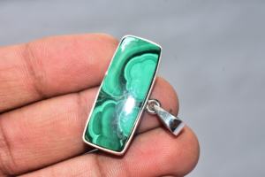 Pendentif en chrysocolle et malachite de qualité supérieure, pendentif en argent sterling 92,5 - Product Image 3